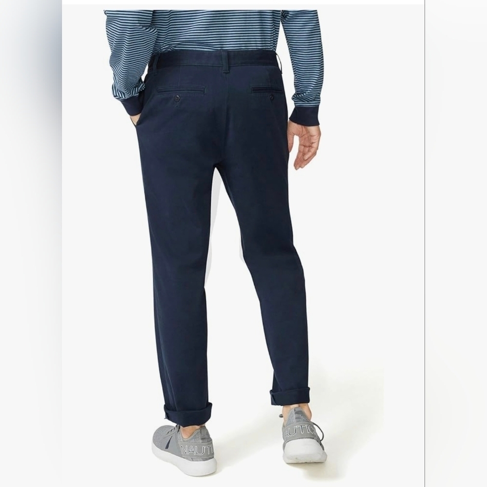 Nautica Men's Classic Fit Flat Front Stretch Solid Chino Deck Pant #1205 - Picture 6 of 10